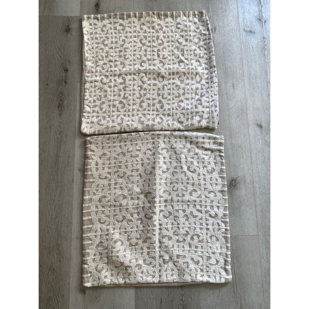 Villa by Classic Home Beige Cotton Textured Geometric 22x22 Pillow Covers Set 2